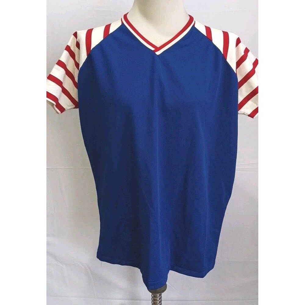 Vintage Rawlings Made in USA Jersey XL Adult Short Sleeve Shirt Red White & Blue